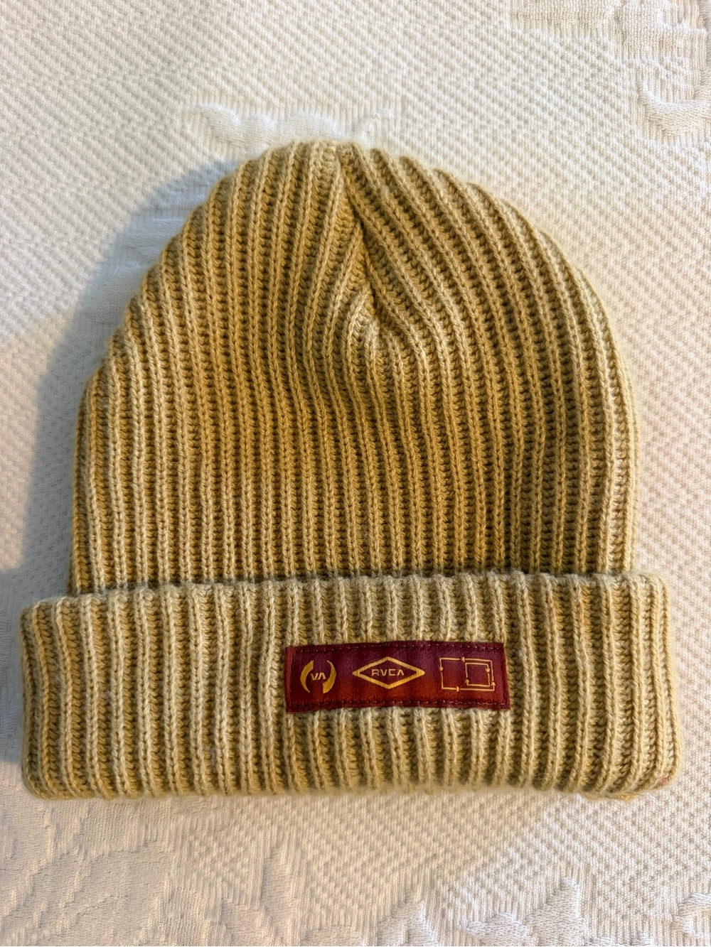 RVCA Camel Tan Ribbed Knit Beanie